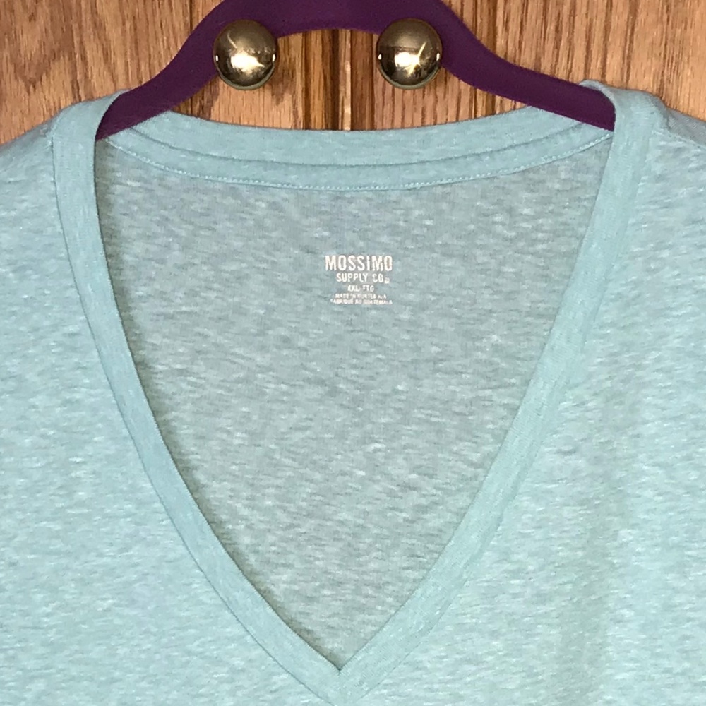 XXL Turquoise Heather V-neck T-shirt